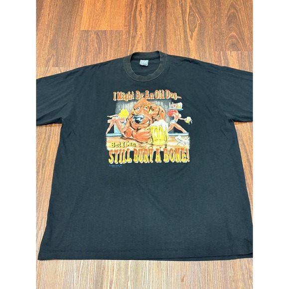 VTG I Might Be An Old Dog But I Can Still Bury A Bone Tshirt XXL Humor 80s CLEAN - Picture 4 of 16